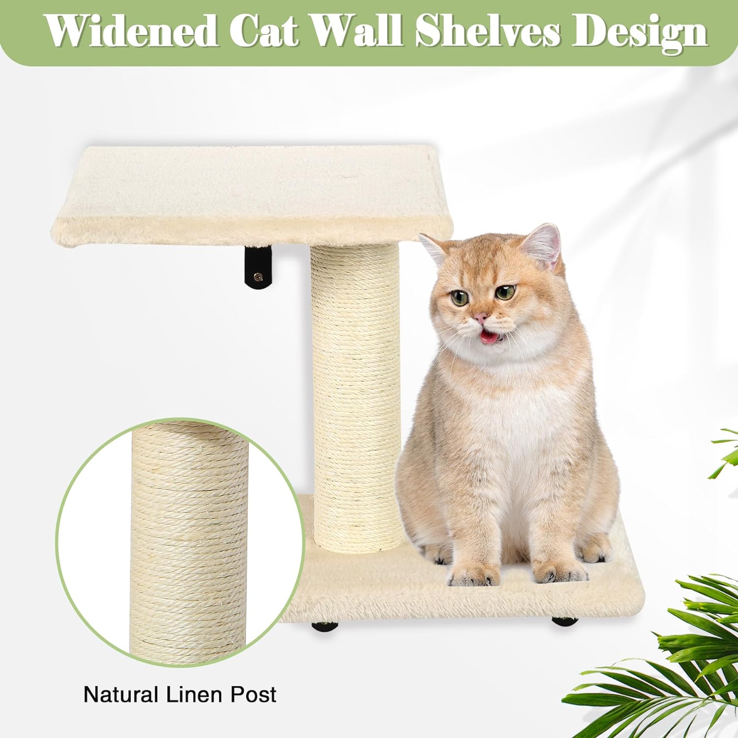 Adjustable Cat Wall Furniture Set with Scratching Post