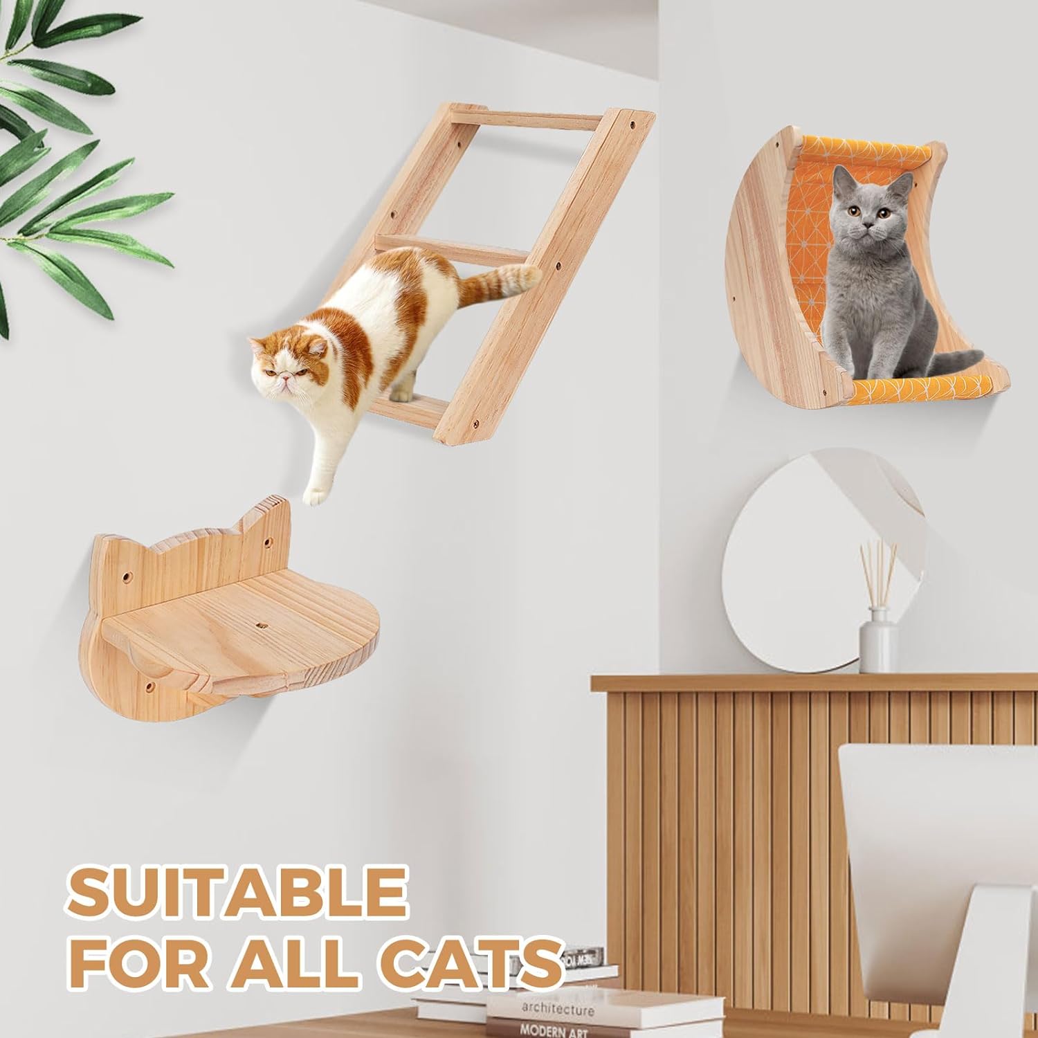 Moon-Shaped Cat Hammock Wall Set