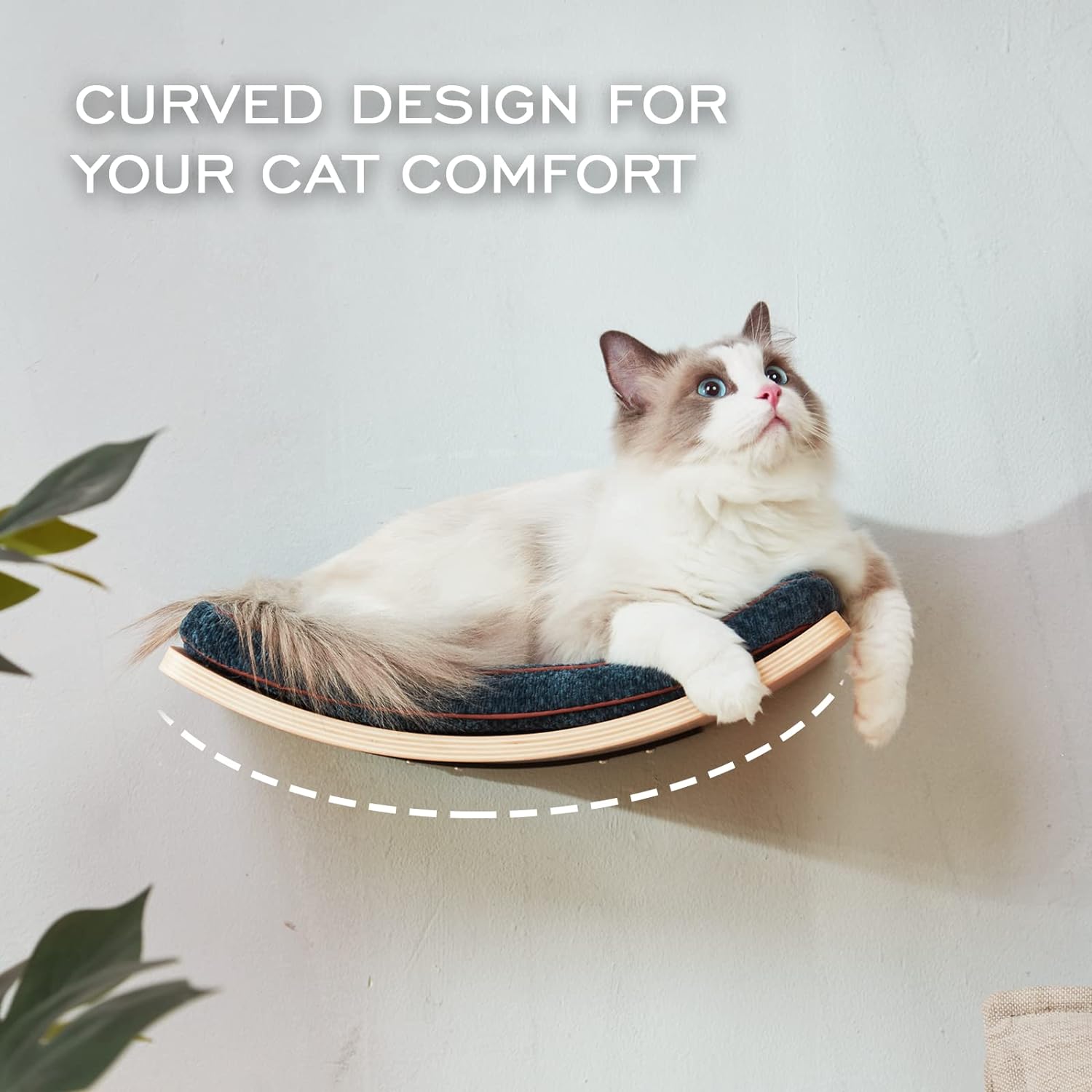 Curved Cat Wall Shelf with Cushion