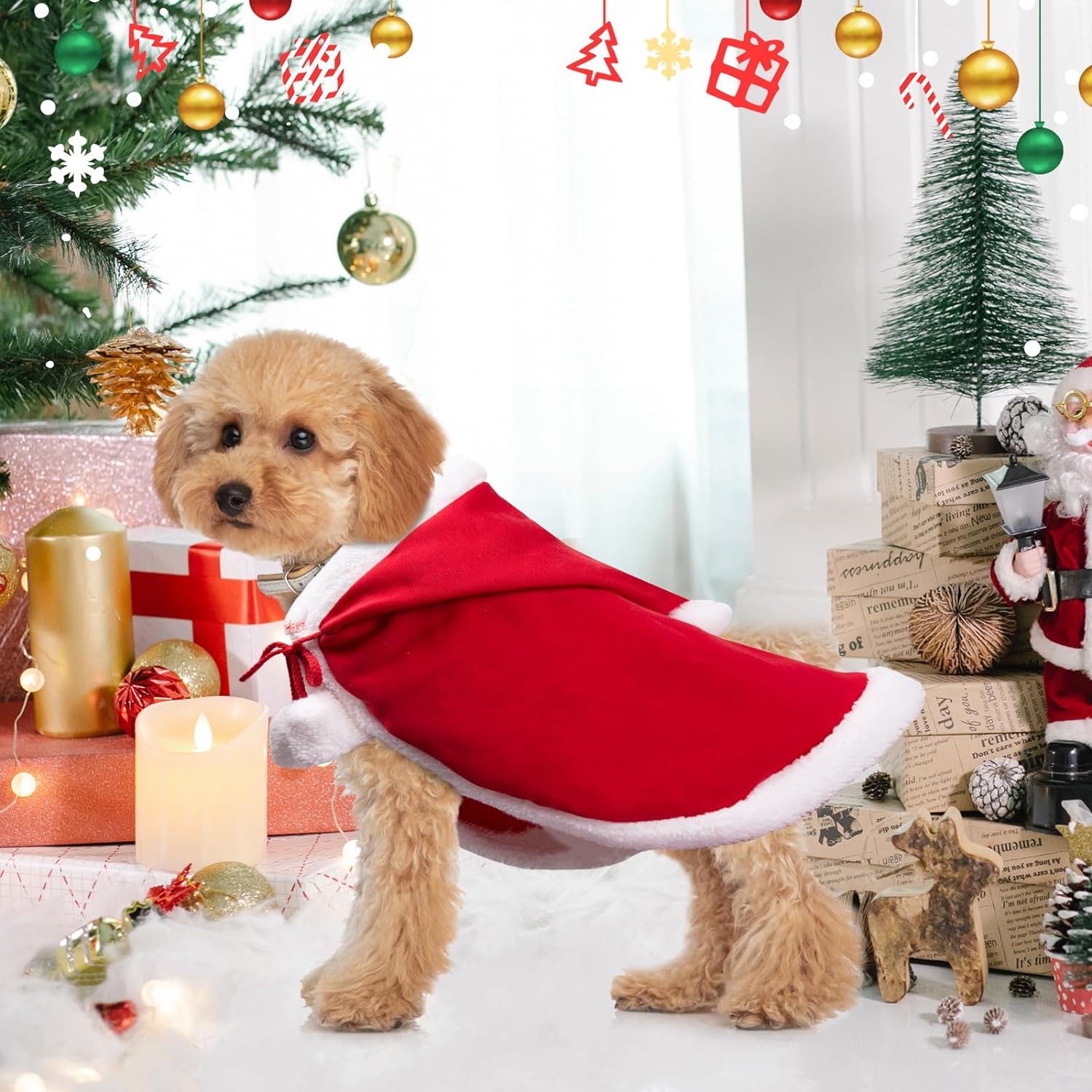 Soft Christmas Pet Cape with Hat