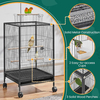 Wrought Iron Bird Cage with Open Top And Rolling Stand