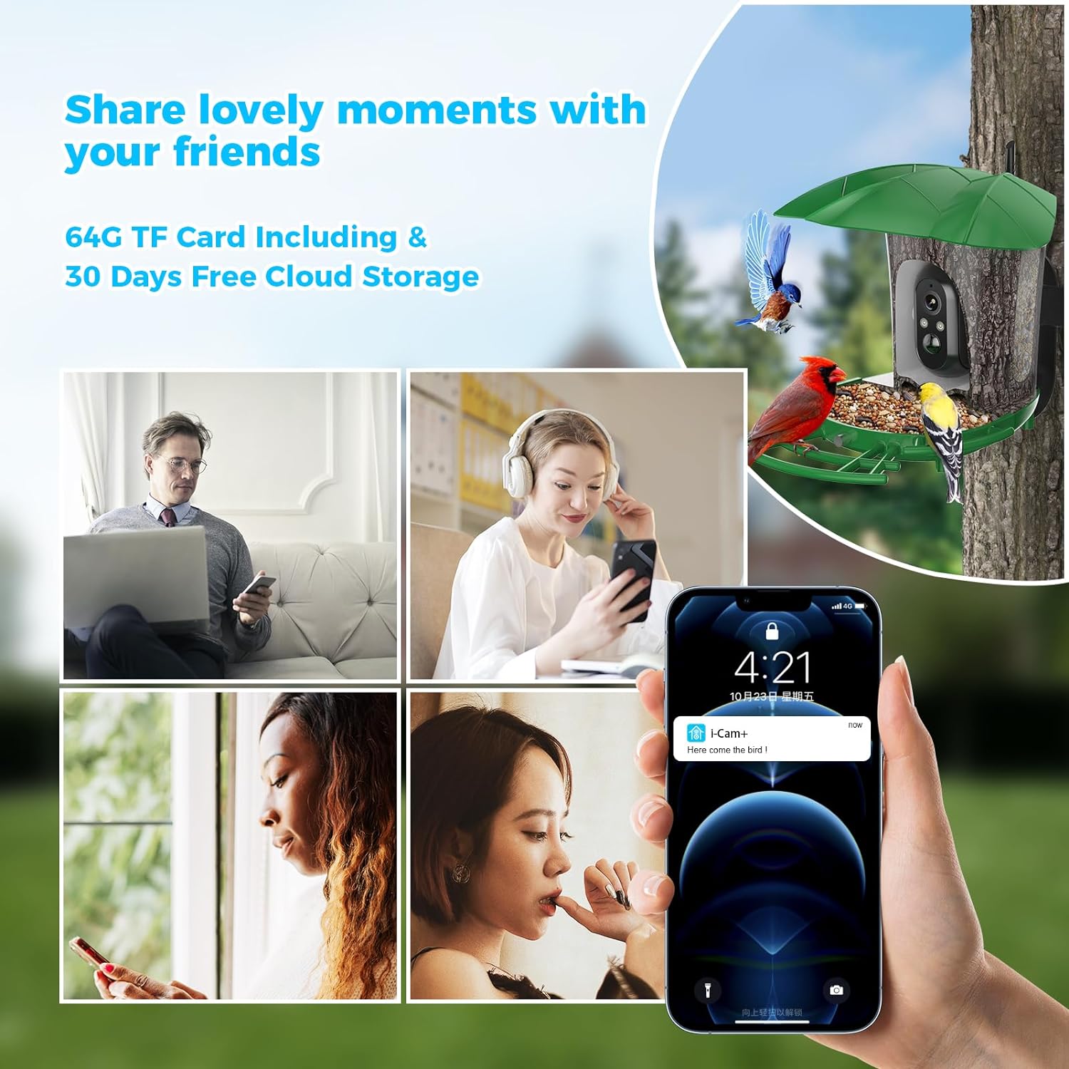 Advanced Solar-Powered Bird Feeder Camera with AI Bird Recognition and 1080P HD Night Vision