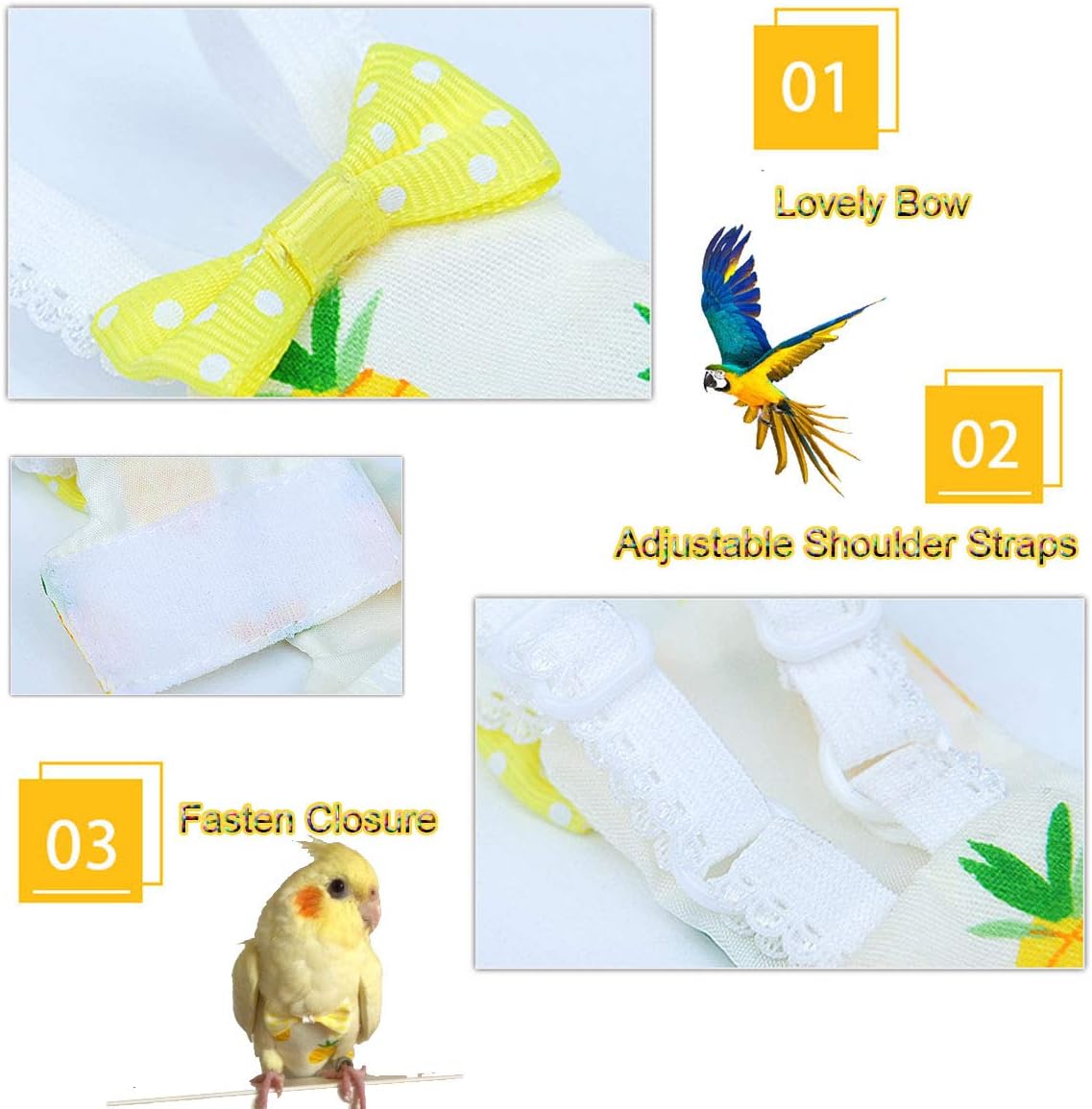 Reusable Bird Diapers Flight Suit Liners for Parrot Care