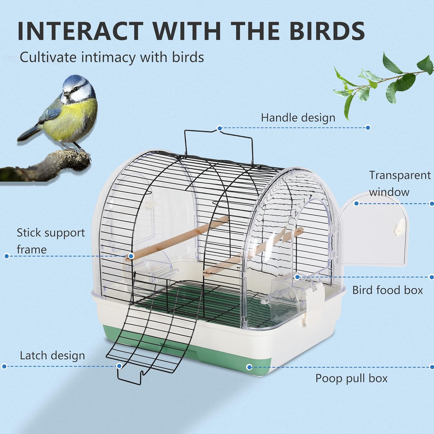 Lightweight Bird Cage Travel Cage with Perch