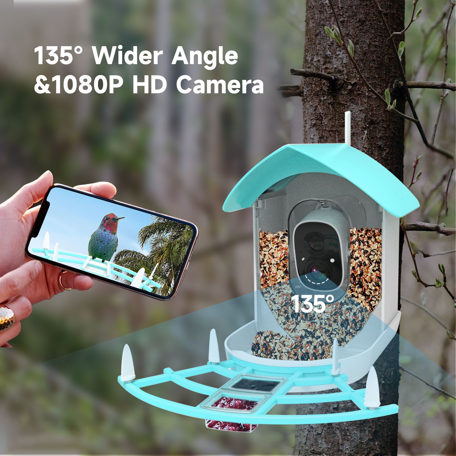 Smart Bird Feeder with 1080P HD Camera