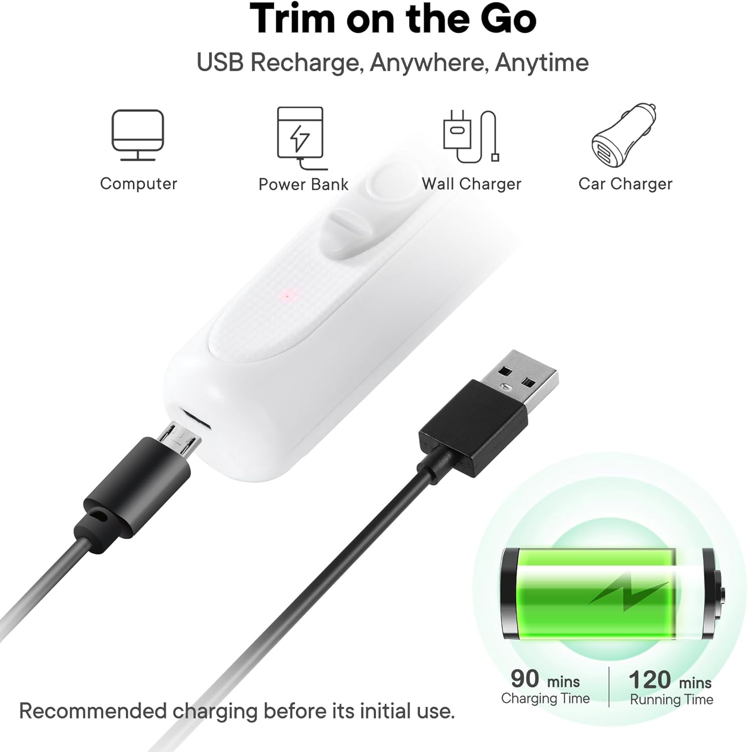 Rechargeable Cordless Electric Pet Paw Trimmer with LED Light