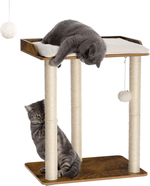 Rustic Brown Large Cat Tree Tower Condo with Full Sisal Scratching Posts