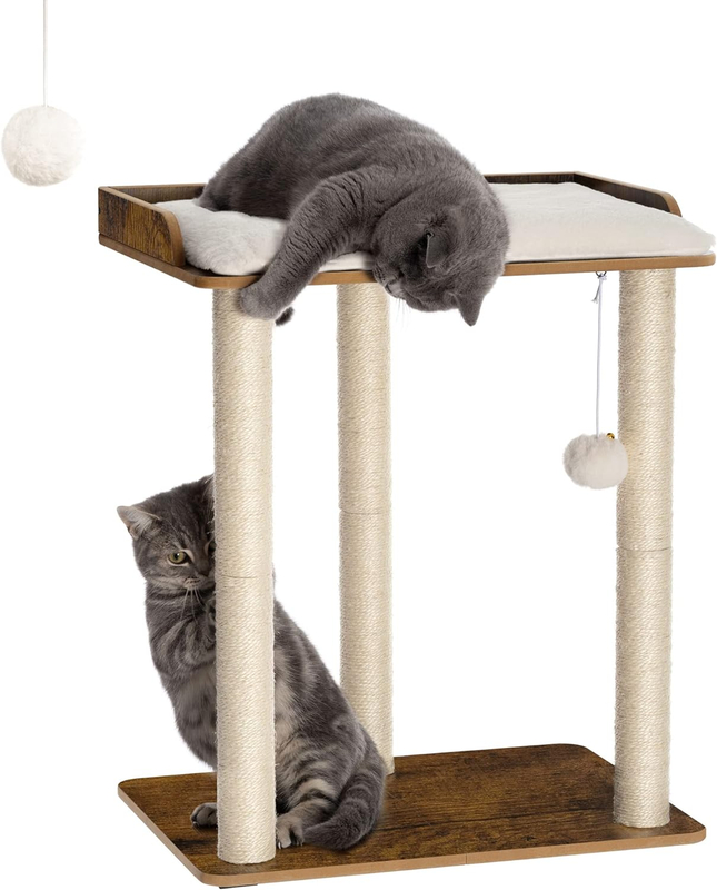 Rustic Brown Large Cat Tree Tower Condo with Full Sisal Scratching Posts