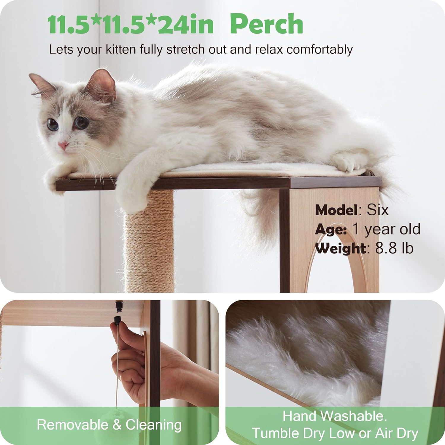 Modern And Sturdy Wood Cat Tree for Large Cats