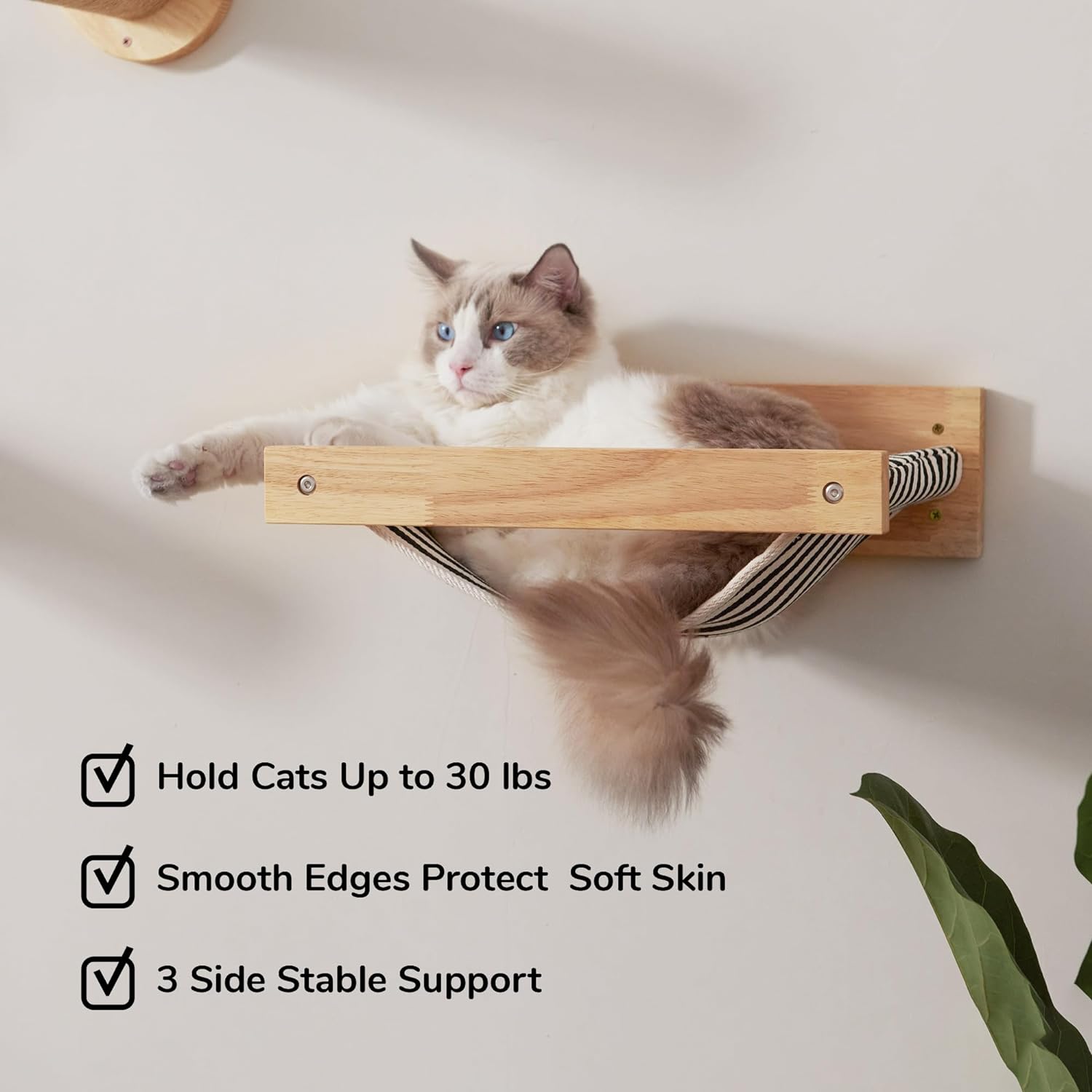 Sturdy Wooden Cat Wall Furniture with Hammock