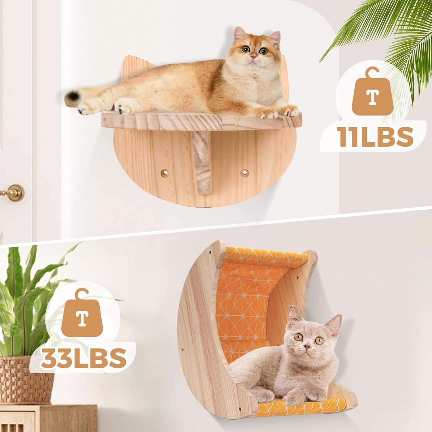 Moon-Shaped Cat Hammock Wall Set