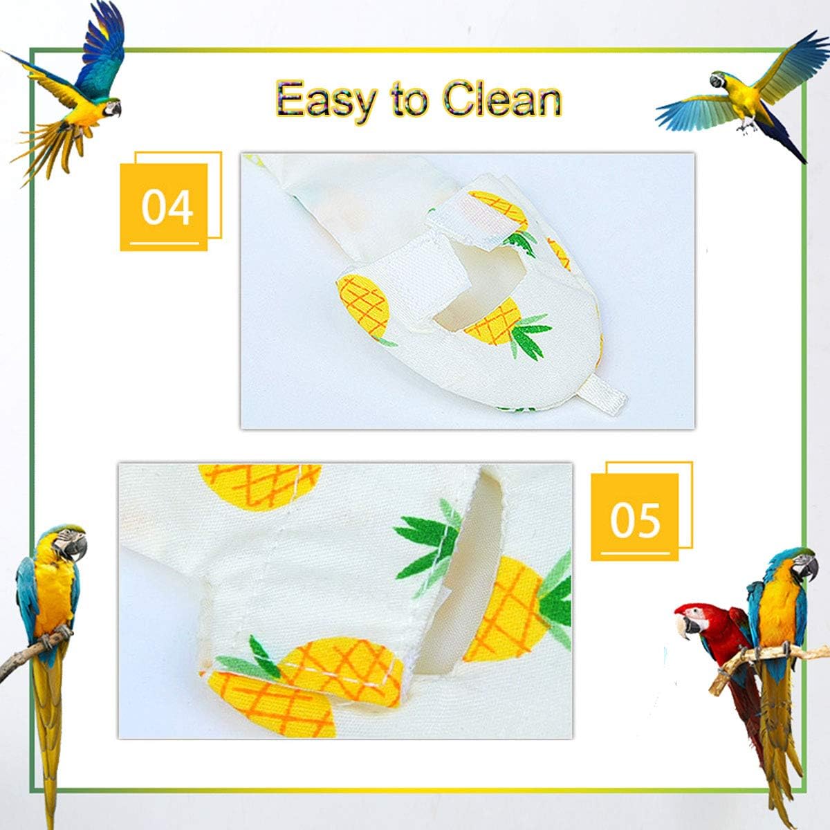 Reusable Bird Diapers Flight Suit Liners for Parrot Care