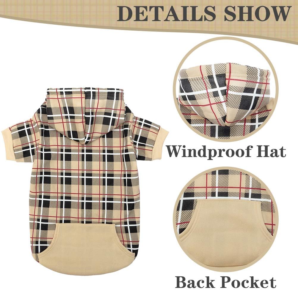 Soft Warm Plaid Dog Hoodie