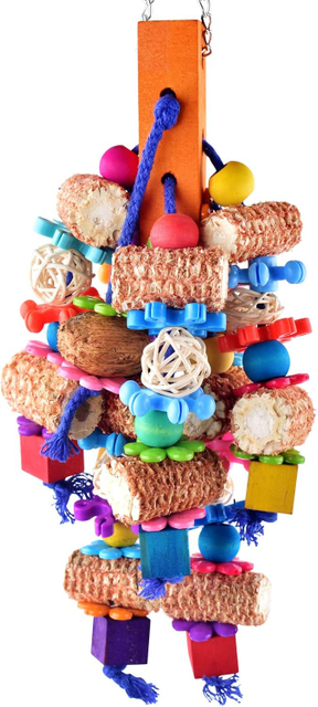 Colorful Wooden Block Bird Chew Toy