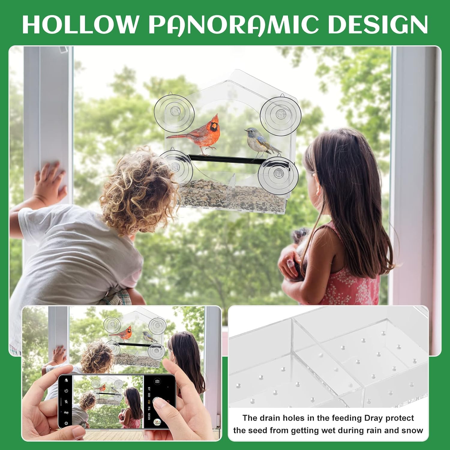 Outdoor Transparent Window Bird Feeder
