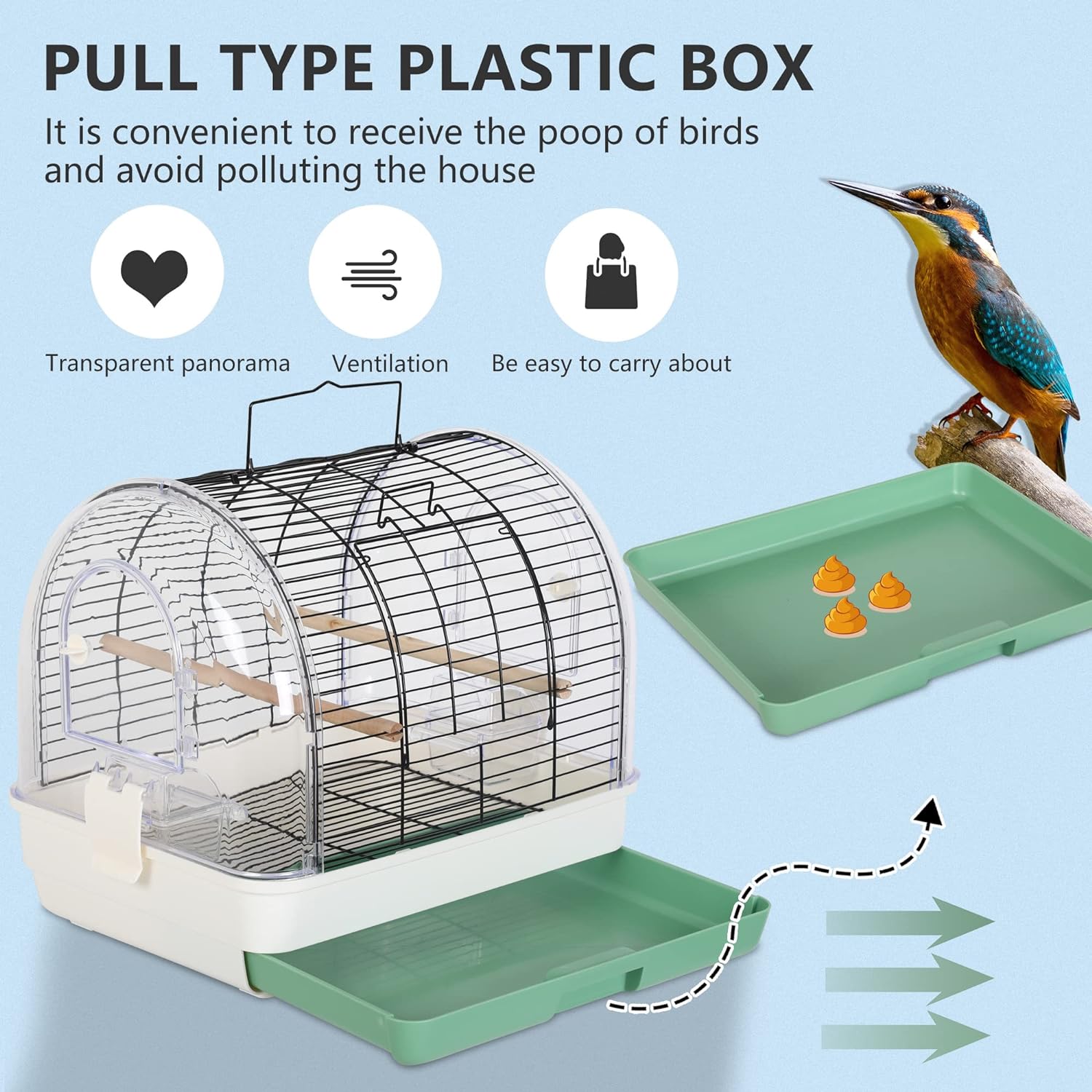 Lightweight Bird Cage Travel Cage with Perch