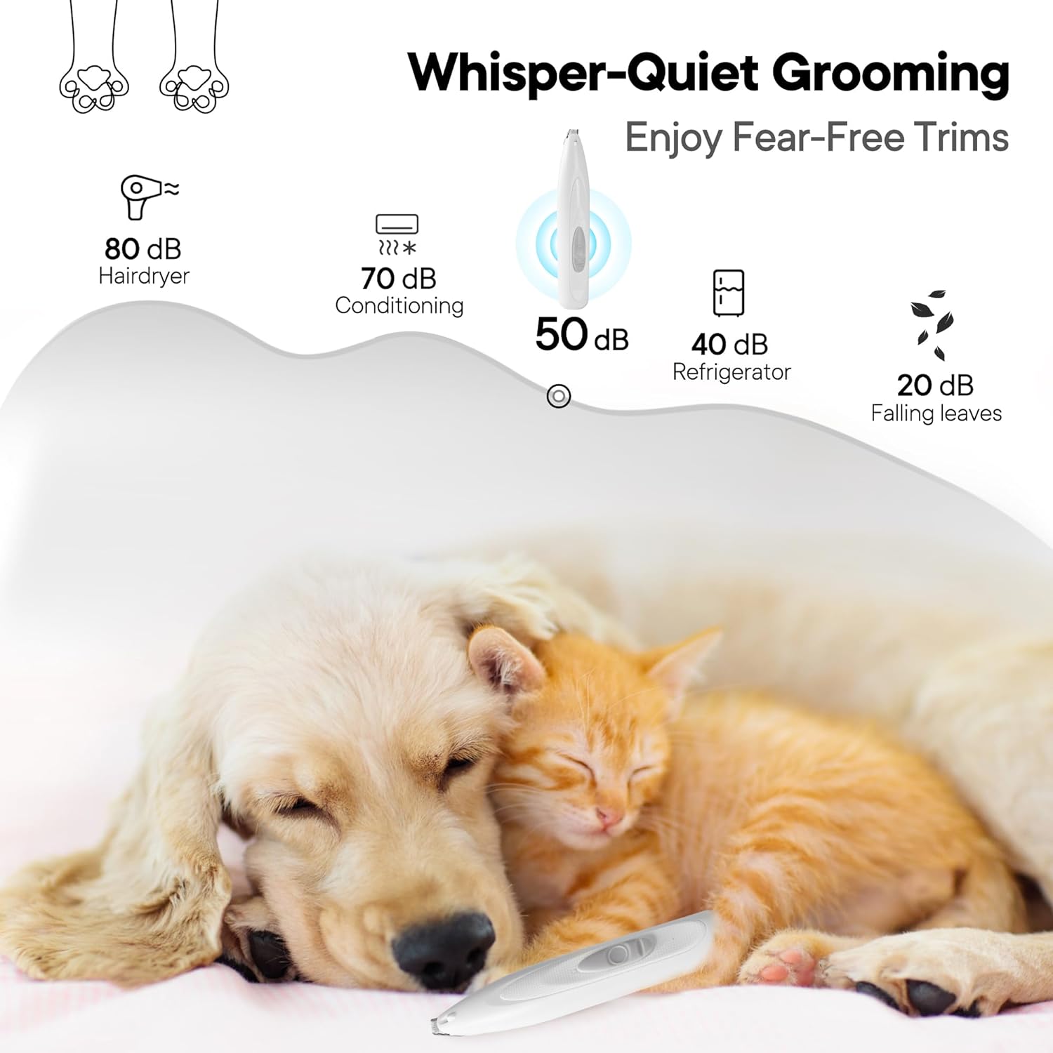 Rechargeable Cordless Electric Pet Paw Trimmer with LED Light