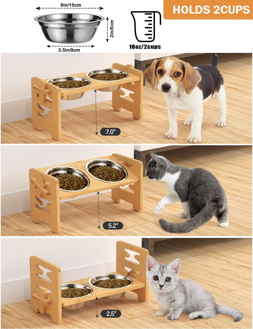 Adjustable Raised Dog Bowls with Stand