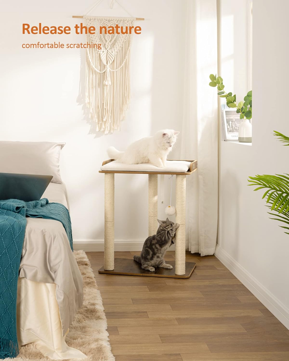 Rustic Brown Large Cat Tree Tower Condo with Full Sisal Scratching Posts