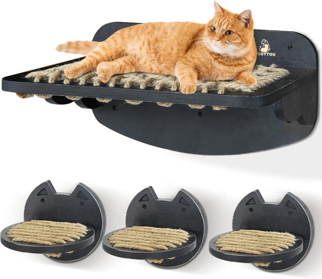 Modern Cat Wall Shelves with Sisal Cat Hammock