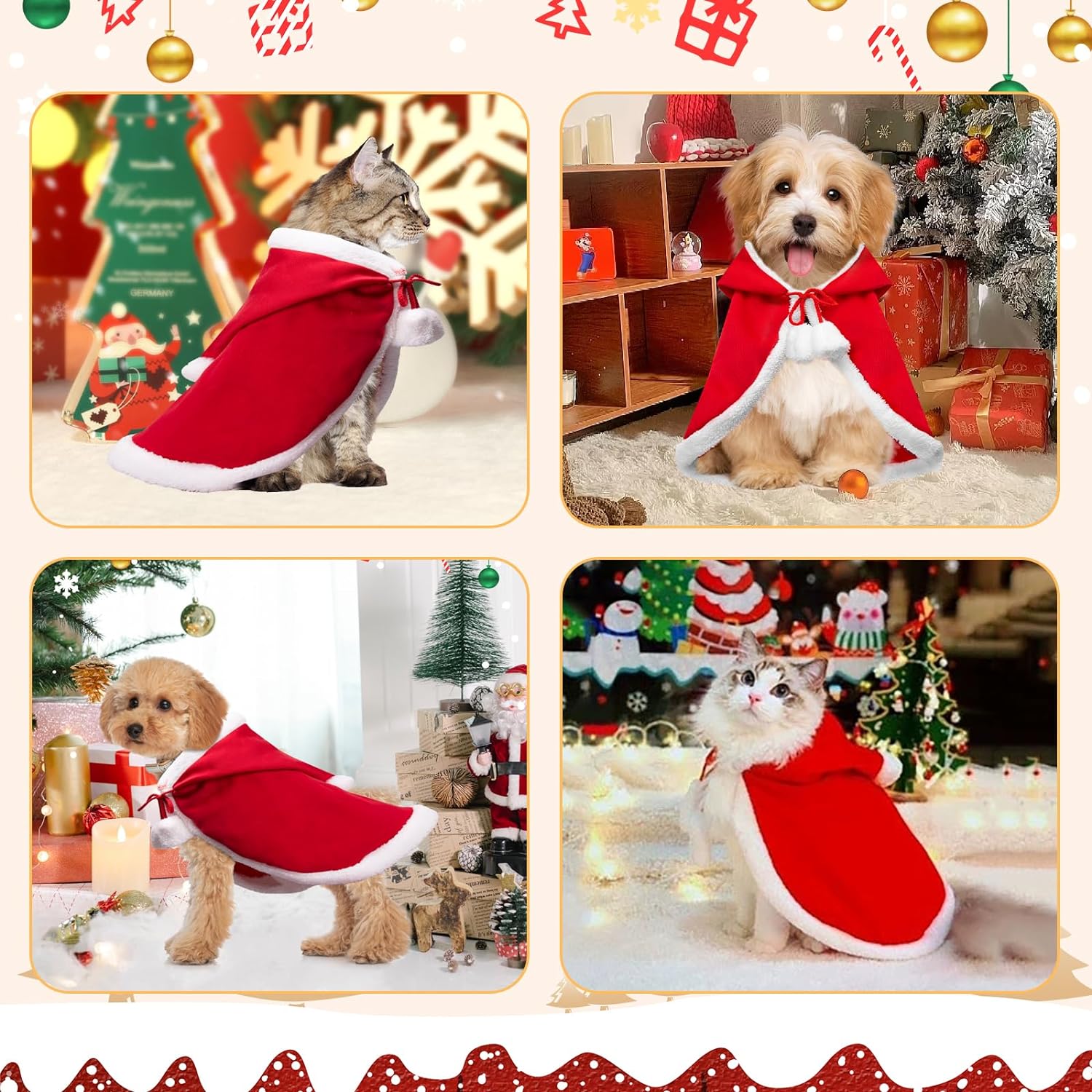 Soft Christmas Pet Cape with Hat