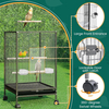 Wrought Iron Bird Cage with Open Top And Rolling Stand