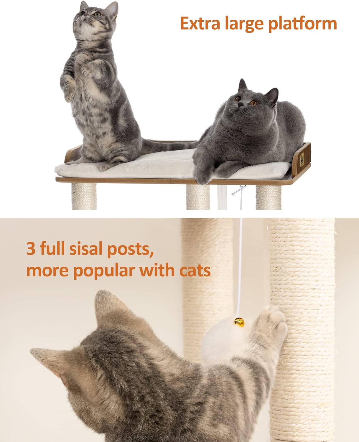 Rustic Brown Large Cat Tree Tower Condo with Full Sisal Scratching Posts