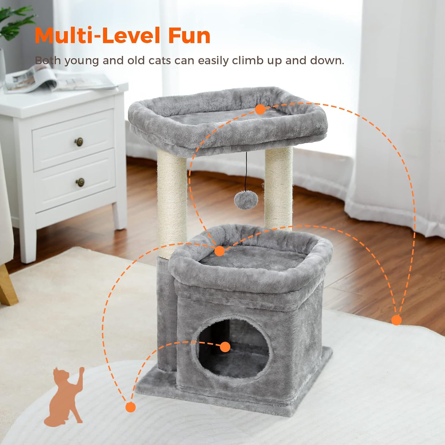 Cozy Cat Tree Tower with Plush Perches And Sisal Scratching Posts