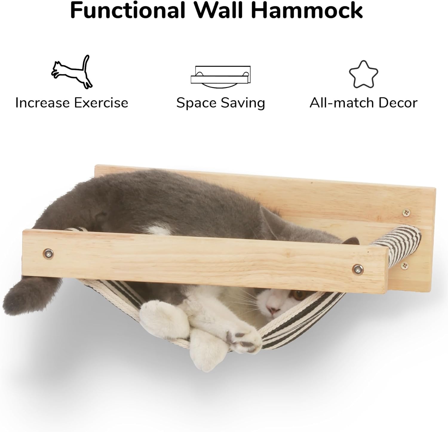 Sturdy Wooden Cat Wall Furniture with Hammock