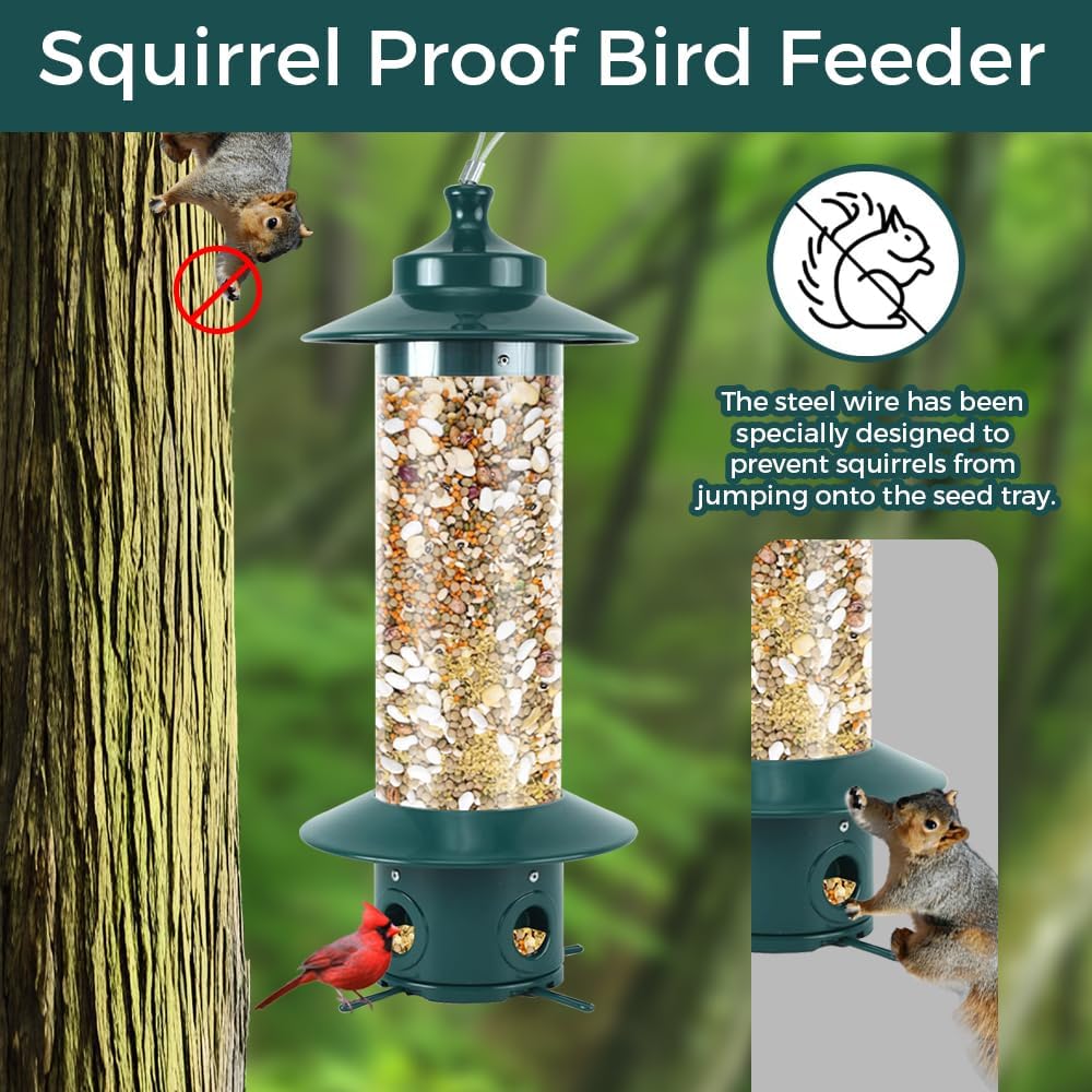Durable Hanging Bird Feeder with Squirrel-Proof Design