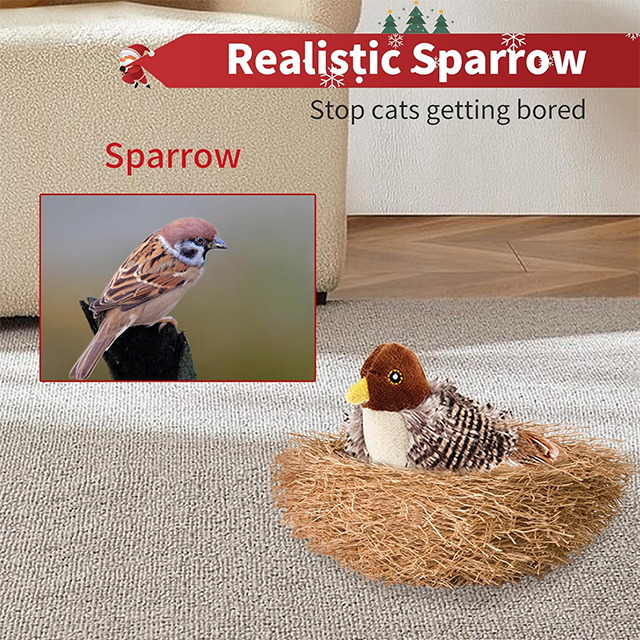 Wehao Realistic Bird Design Interactive Cat Toy Automatic Chirping