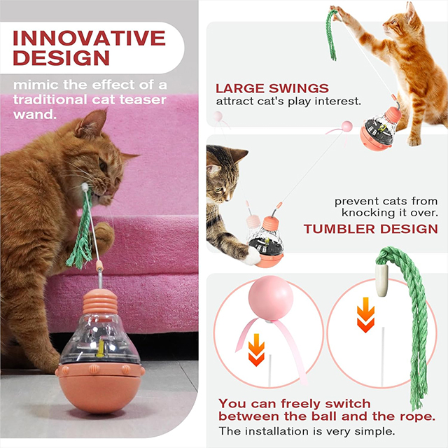 Wehao Interactive Cat Toy Wobble Design Slow Feeder Safe Material