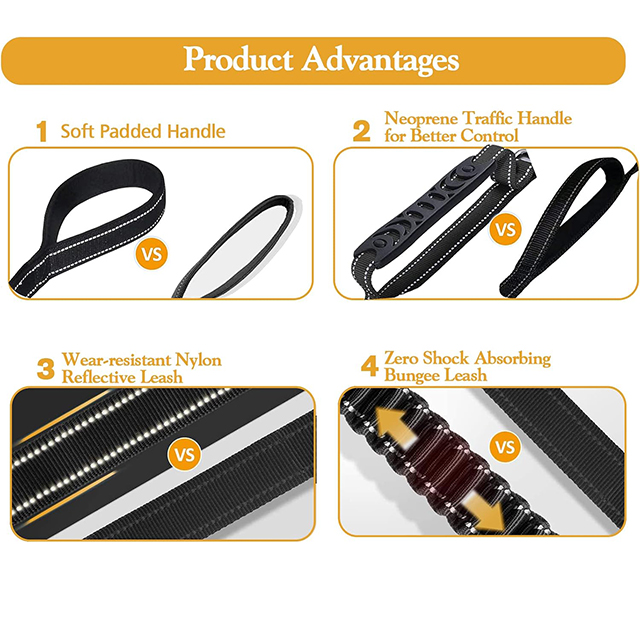Wehao Durable Bungee Dog Leash Reflective Safety Padded Handles