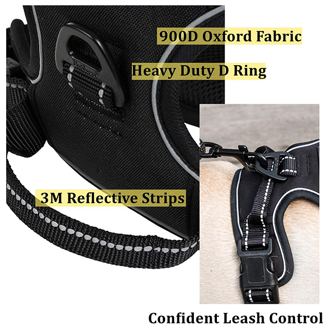 Wehao Dual Leash Dog Harness Reflective Padded Adjustable Handle