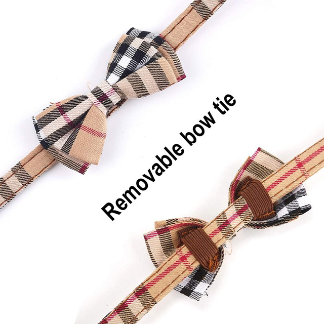 Wehao Plaid Breakaway Cat Collar with Bow Bell