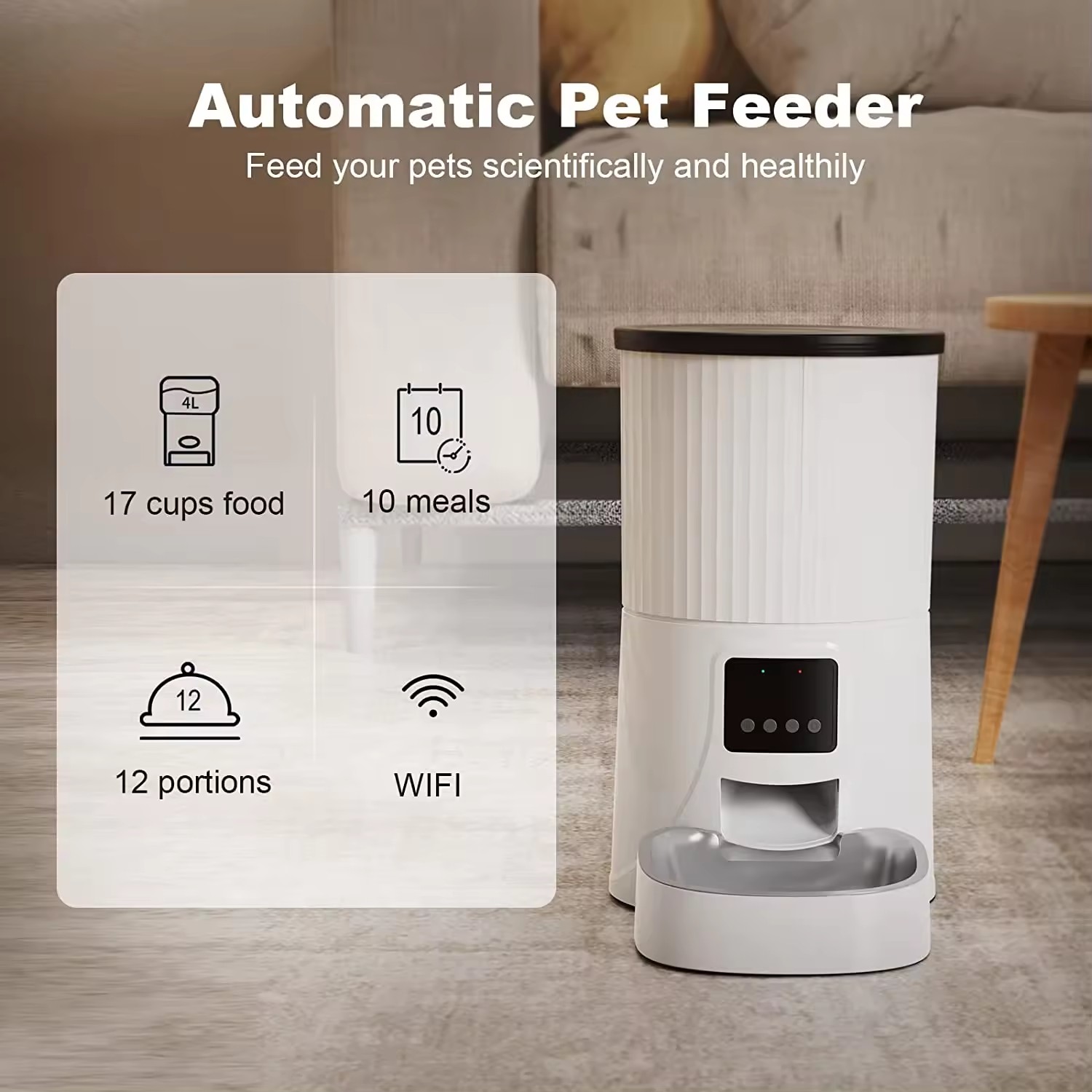 Wehao Pets 4L Round Pet Auto Feeder with 1080P HD Video Camera