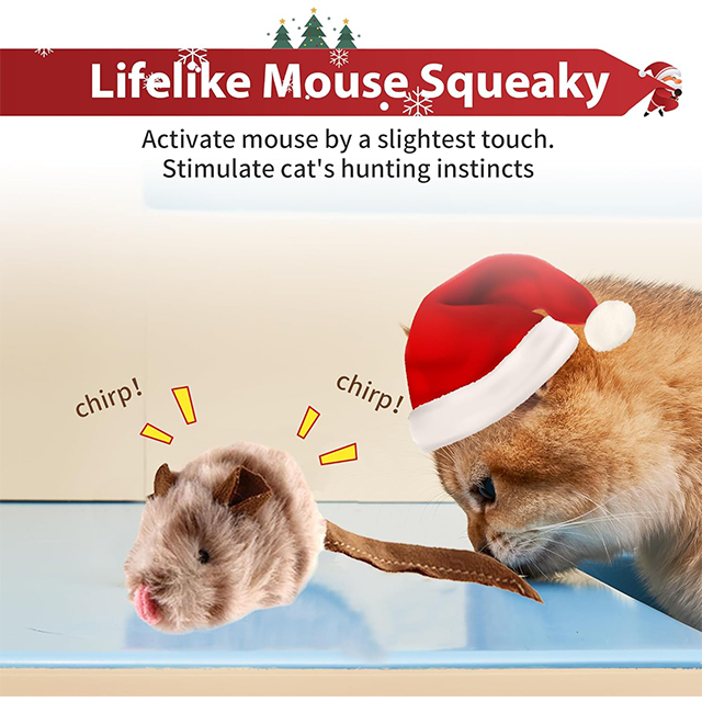 Wehao Realistic Squeaky Mouse Toy for Cats Mental Stimulation
