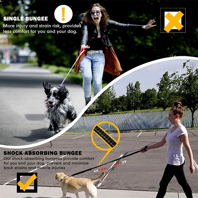 Wehao Durable Bungee Dog Leash Reflective Safety Padded Handles