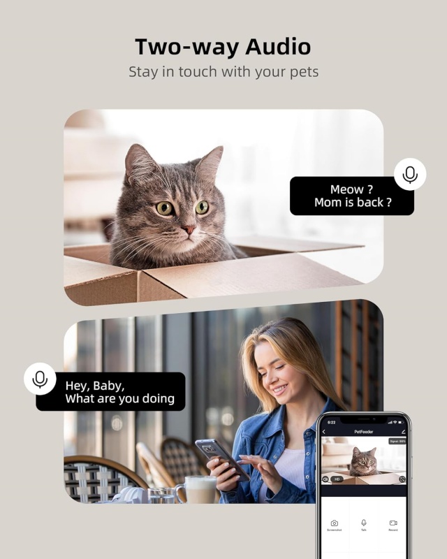 Wehao Pets 4L Smart Automatic Pet Feeder with Camera