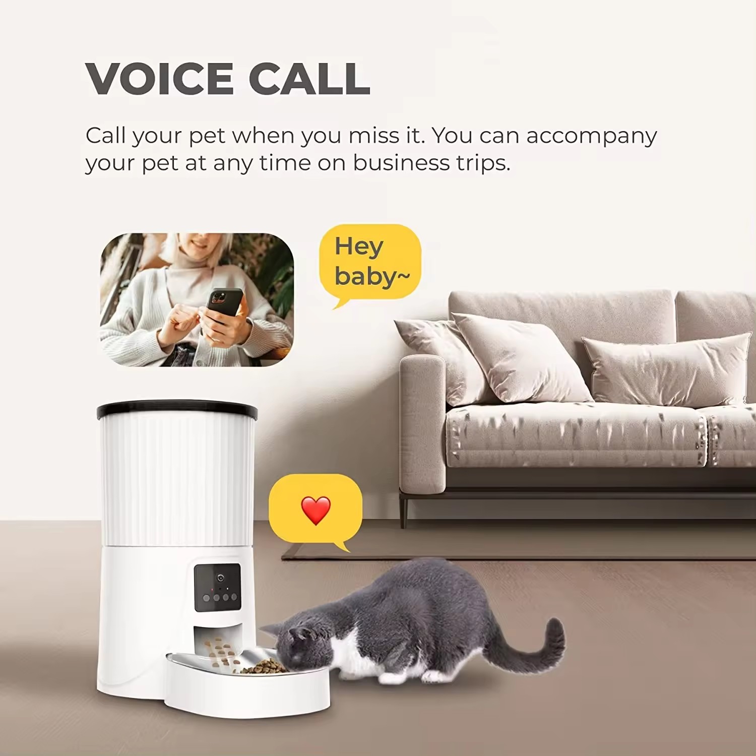 Wehao Pets 4L Round Pet Auto Feeder with 1080P HD Video Camera