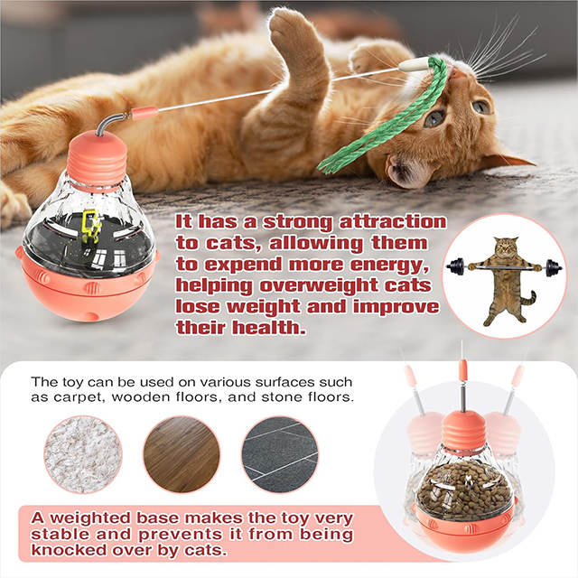 Wehao Interactive Cat Toy Wobble Design Slow Feeder Safe Material