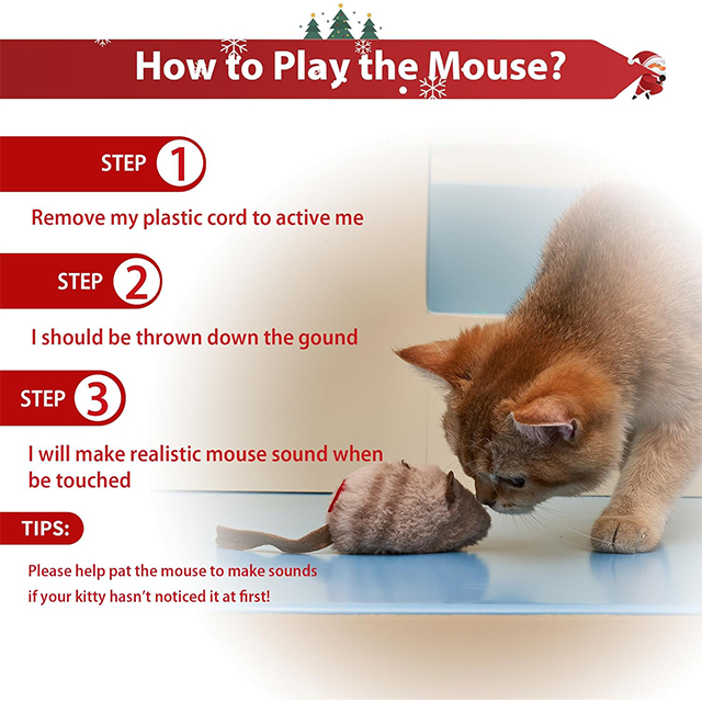 Wehao Realistic Squeaky Mouse Toy for Cats Mental Stimulation