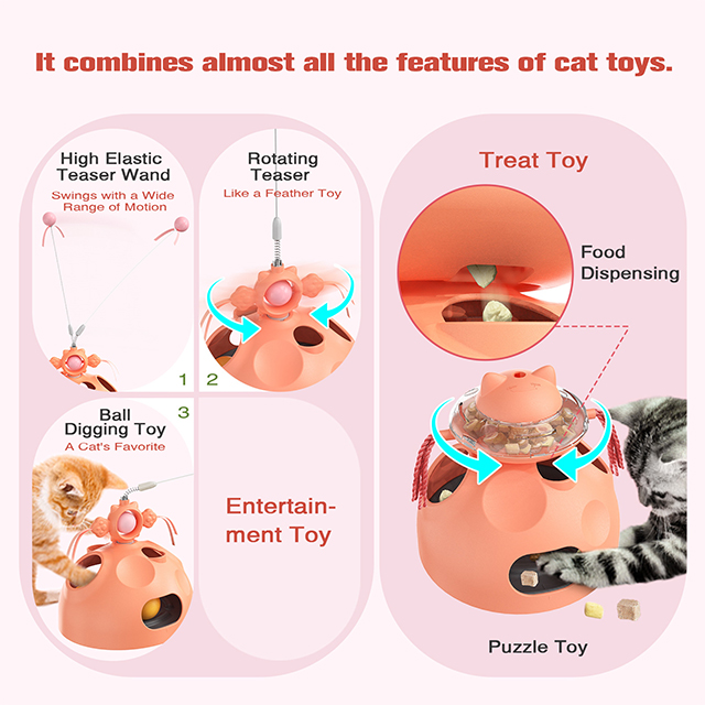 Wehao 4 in 1 Interactive Cat Toy Food Dispenser Teaser