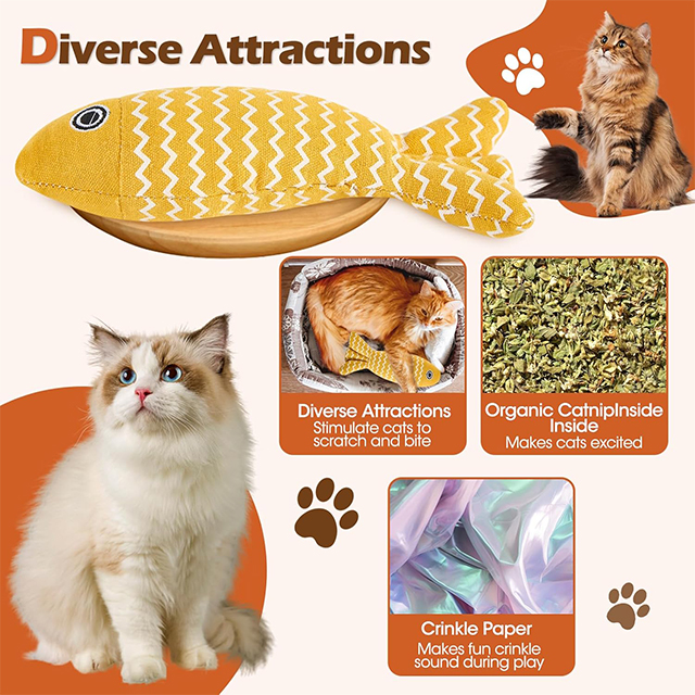 Wehao Realistic Fish Catnip Toys Engaging Durable Organic