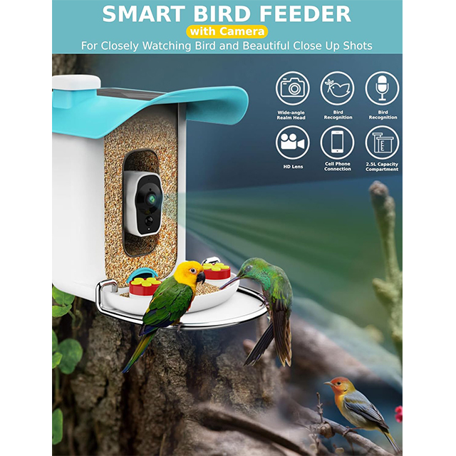 Smart AI Bird Feeder with Motion Detection And Solar Charging