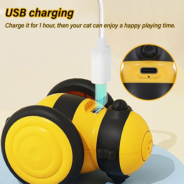 Wehao Bee Shaped Smart Cat Toy Car with Obstacle Avoidance