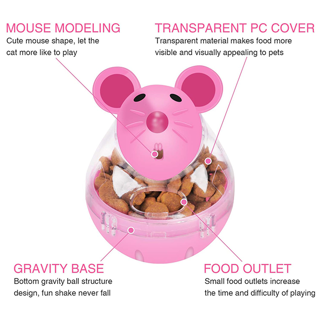 Wehao Cat Feeder Toy Slow Feeder Ball Interactive Mouse Shape