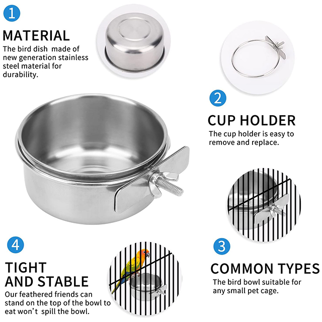 Wehao Stainless Bird Bowl Easy Clean Safe
