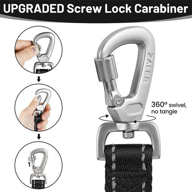 Wehao Traffic Dog Leash with Safety Carabiner Reflective Neoprene Handle