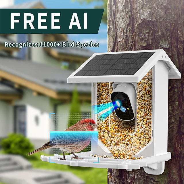 Smart Bird Feeder: HD Camera, Solar Panel, Two-Way Audio